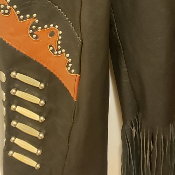 Vintage Fringe Leather Biker Jacket - XL - Picture 9 of 11